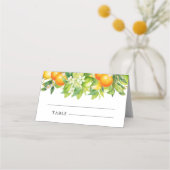 Modernes Orangen Lemon Citrus Brautparty Platzkarte (Vorderseite)