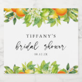 Modernes Orangen Lemon Citrus Brautparty Schaumweinetikett (Einzelnes Label)