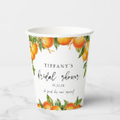Modernes Orangen Zitrusfrüchte-Brautparty Pappbecher (Vorderseite)
