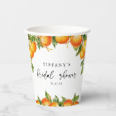 Modernes Orangen Zitrusfrüchte-Brautparty Pappbecher (Vorderseite)