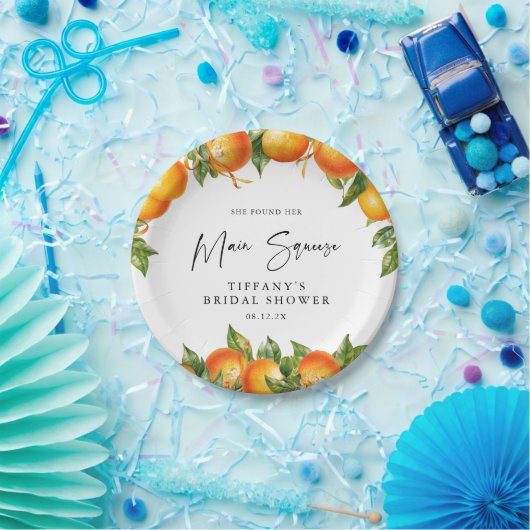 Modernes Orangen Zitrusfrüchte-Brautparty Pappteller (Party)