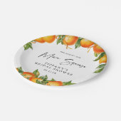 Modernes Orangen Zitrusfrüchte-Brautparty Pappteller (Schrägansicht)