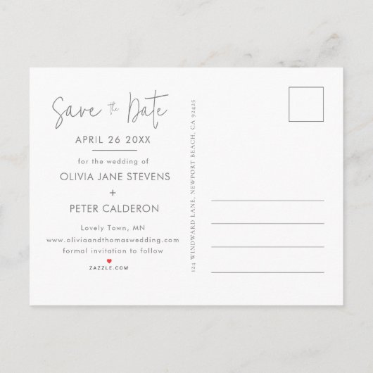 Modernes Orchians Minimalistisches Foto Save the D Ankündigungspostkarte (Rückseite)