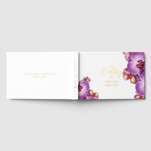 Modernes Orchid Wedding Foil Gästebuch (Voll)