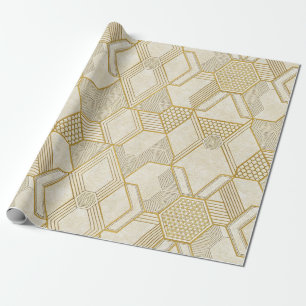 Modernes organisches Sechseckmuster Creme und Be Geschenkpapier