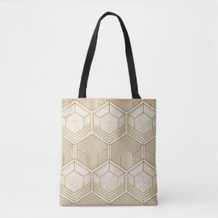Modernes organisches Sechseckmuster Creme und Be Tasche