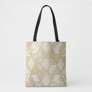 Modernes organisches Sechseckmuster   Creme und Be Tasche