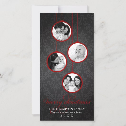 Modernes Ornament Rot & Schwarz Frohe Weihnachten (Vorderseite)