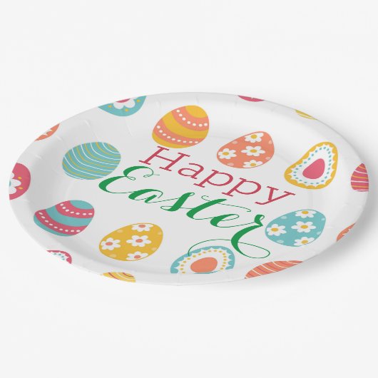 Modernes Ostereig Pappteller (Schrägansicht)