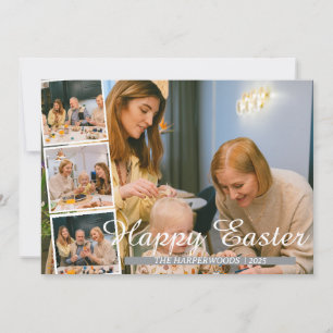 Modernes Ostern, familiäre Vierer-Foto-Collage Feiertagskarte