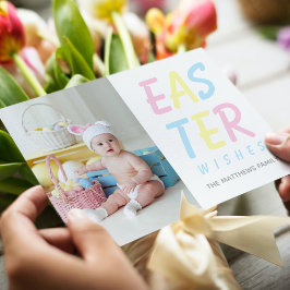 Modernes Ostern wünscht Pastel Personalisiertes Fo Feiertagskarte
