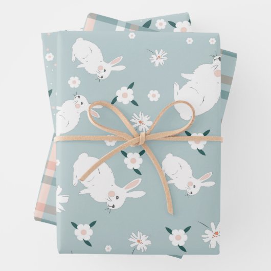 Modernes Ostersapphir, blau und rosa Set 3 Geschenkpapier Set (Beispiel)