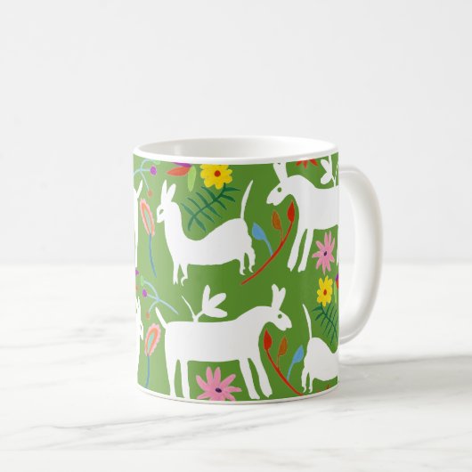 Modernes Otomi-Design | Llama Donkey Design Kaffeetasse (VorderseiteRechts)