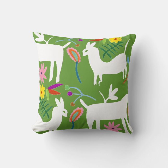 Modernes Otomi-Design | Llama Donkey Design Kissen (Vorderseite)