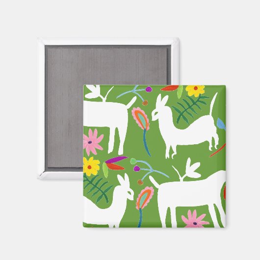 Modernes Otomi-Design | Llama Donkey Design Magnet (Vorderseite/Rückseite)