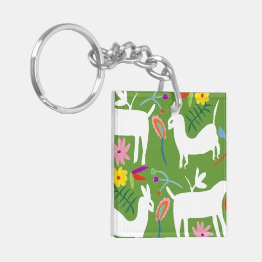 Modernes Otomi-Design | Llama Donkey Design Schlüsselanhänger (Vorderseite links)