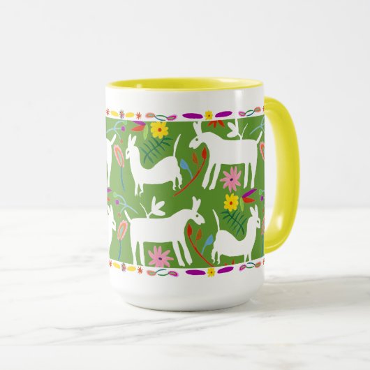 Modernes Otomi-Design | Llama Donkey Design Tasse (VorderseiteRechts)