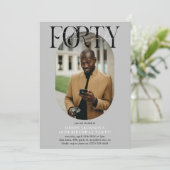 Modernes Oval Foto & Unterschrift 40. Geburtstag Einladung (Stehend Vorderseite)