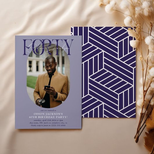 Modernes Oval Foto & Unterschrift 40. Geburtstag Einladung