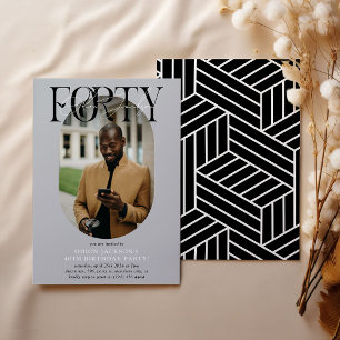 Modernes Oval Foto & Unterschrift 40. Geburtstag Einladung