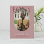 Modernes Oval Foto & Unterschrift 40. Geburtstag Einladung (Stehend Vorderseite)