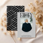Modernes Oval Foto & Unterschrift 50. Geburtstag Einladung<br><div class="desc">Moderne stilvolle 50. Geburtstagseinladung. Das Design beinhaltet ein ovales Foto des Geburtstagsmädchens/Jungen, die elegante Schrift "FIFTY" mit dem Namen der Personen in der Signatur-Schrift über dem oberen Teil und eine einfache Geburtstagsgeschenk-Vorlage, die sich leicht mit Ihren eigenen Details anpassen lässt. Die Farben können auch an das eigene Party angepasst werden....</div>