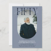 Modernes Oval Foto & Unterschrift 50. Geburtstag Einladung (Vorderseite)