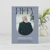 Modernes Oval Foto & Unterschrift 50. Geburtstag Einladung (Stehend Vorderseite)
