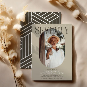 Modernes Oval Foto & Unterschrift 70. Geburtstag Einladung