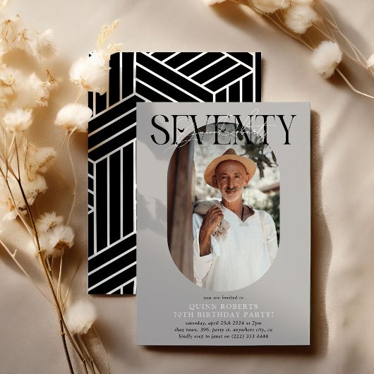 Modernes Oval Foto & Unterschrift 70. Geburtstag Einladung