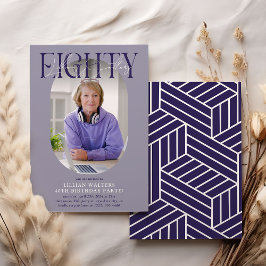 Modernes Oval Foto & Unterschrift 80. Geburtstag Einladung