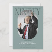 Modernes Oval Foto & Unterschrift 90. Geburtstag Einladung (Vorderseite)