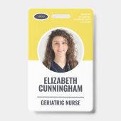 Modernes Oval Logo Foto Name des Mitarbeiters Stri Ausweis (Vorderseite)