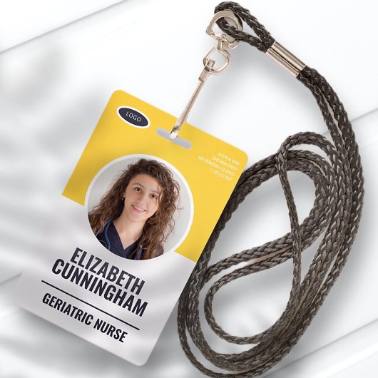 Modernes Oval Logo Foto Name des Mitarbeiters Stri Ausweis