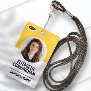 Modernes Oval Logo Foto Name des Mitarbeiters Stri Ausweis