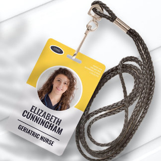 Modernes Oval Logo Foto Name des Mitarbeiters Stri Ausweis