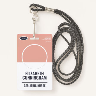 Modernes Oval Logo Foto Name des Mitarbeiters Stri Ausweis