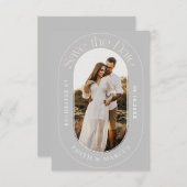 Modernes ovales Foto Save the Date grau (Vorne/Hinten)