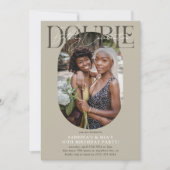 Modernes ovales Foto & Unterschrift Einladung (Vorderseite)