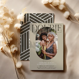 Modernes ovales Foto & Unterschrift Einladung