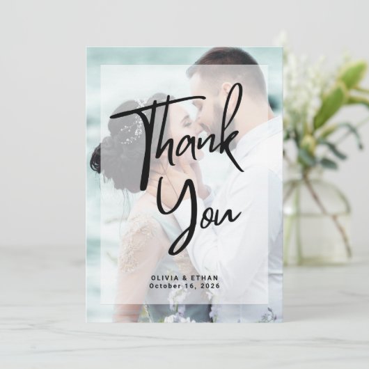Modernes Overlay-Foto Dankeskarte (Stehend Vorderseite)