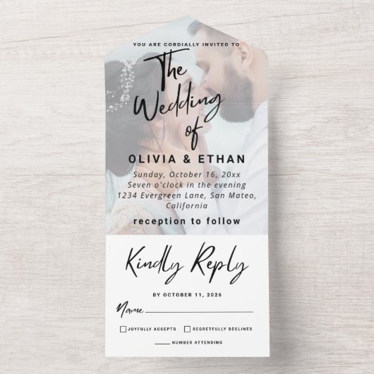 Modernes Overlay-Foto - Hochzeit individuell gesta All In One Einladung (Innen)