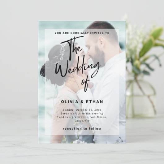 Modernes Overlay-Foto - Hochzeit individuell gesta Einladung (Stehend Vorderseite)