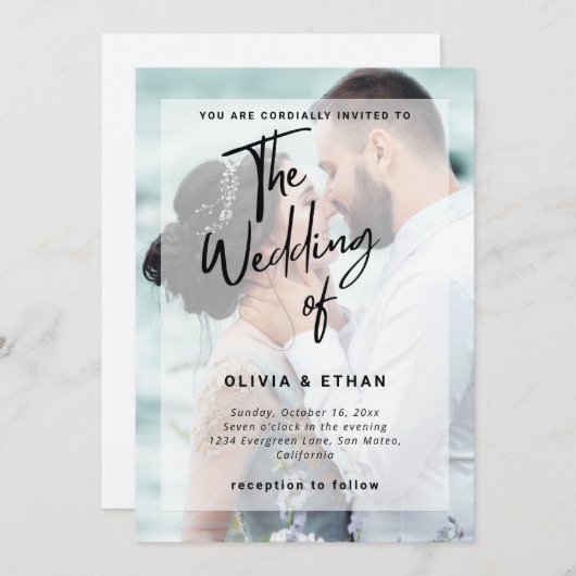 Modernes Overlay-Foto - Hochzeit individuell gesta Einladung (Vorne/Hinten)