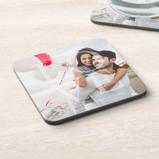 Modernes Overlay-Foto "LIEBE" Getränkeuntersetzer (Linke Seite)