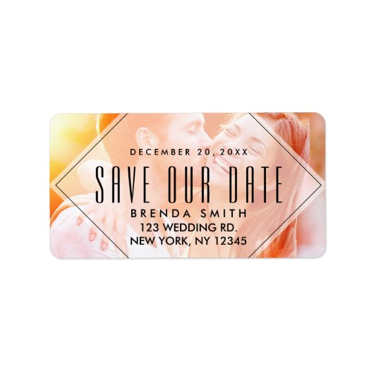 Modernes Overlay | FOTO SAVE THE DATE Adressaufkleber (Vorne)