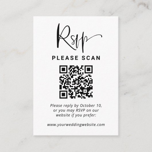 Modernes Overlay | HochzeitsrSVP mit QR-Code Begleitkarte (Vorderseite)