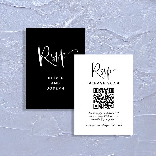 Modernes Overlay | HochzeitsrSVP mit QR-Code Begleitkarte
