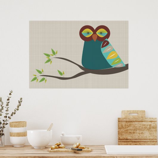 Modernes Owl Poster Mitte des Jahrhunderts (Küche)