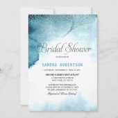 Modernes Ozeanblau Ober Aquarell Brautparty Einladung (Vorderseite)